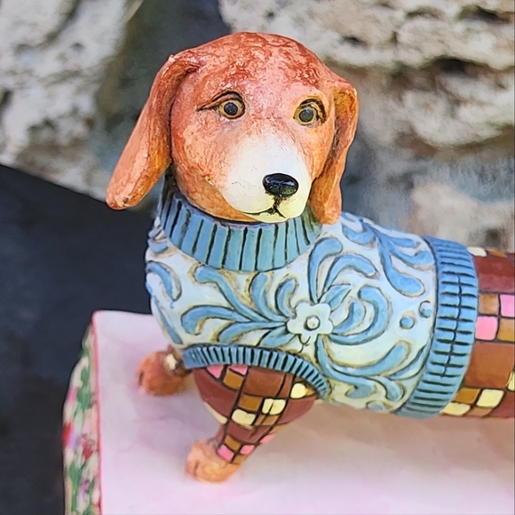 Jim Shore LONGFELLOW Dachshund Dog Heartwood Creek Checkered 4004851 VTG Folkart - Picture 8 of 8